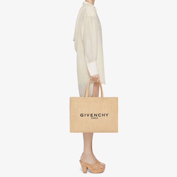 GIVENCHY G-Tote Large Raffia Logo Bag | Woven Summer Beach Tote - Picture 2 of 8